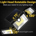 사용자 정의 OEM 132LED 유연한 조절 가능한 각도 무선 실외 운동 센서 활성화 된 실외 태양 벽 램프